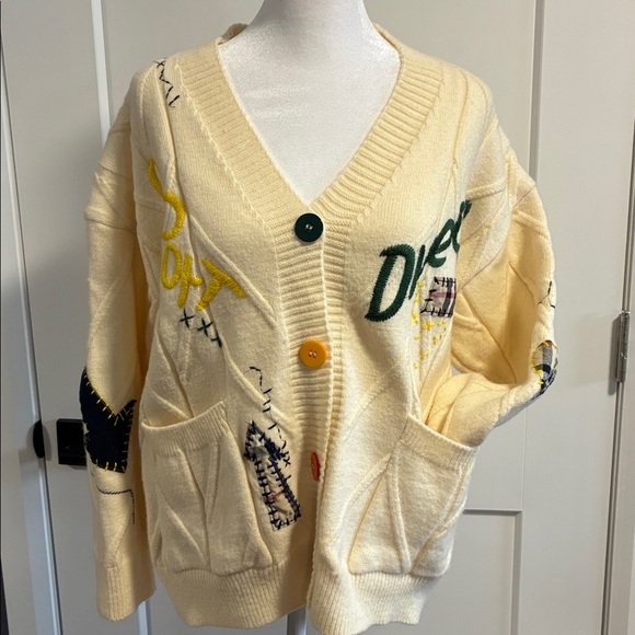 Sweaters - Dreamers Cream Cardigan with Colorful Buttons
